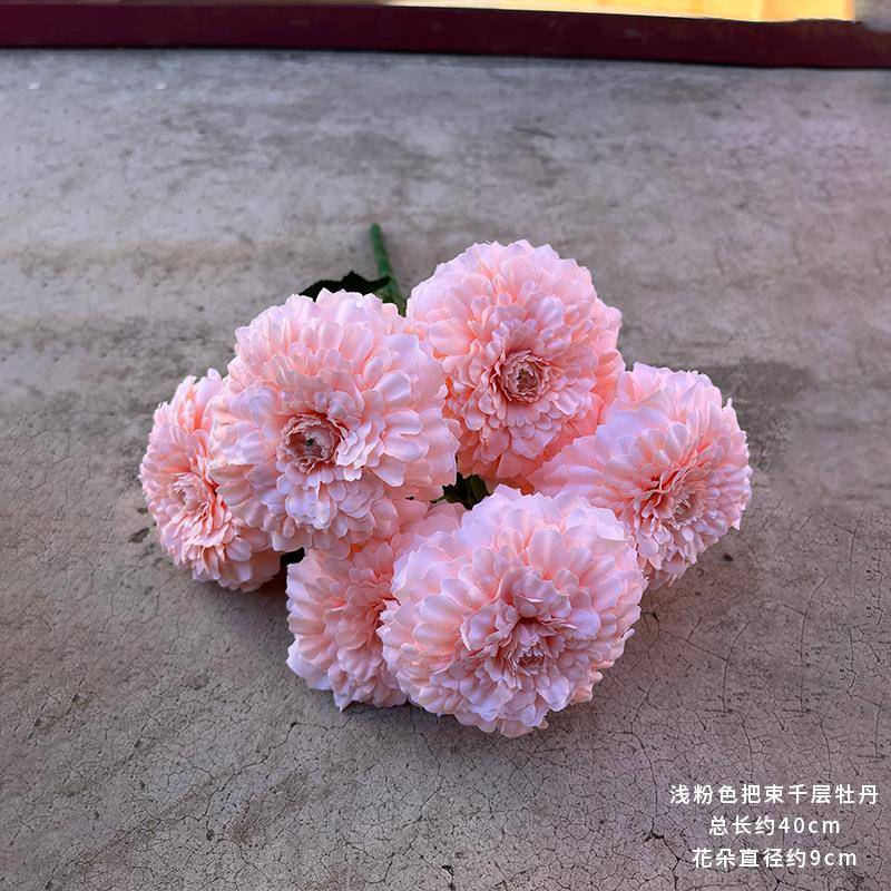 万寿仿菊花束7头WDH把束牡绢花室内外摆放金钱菊花艺真丹花瓶多层