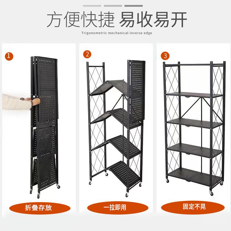 厨房置XEB物置架落地免折安整装理收纳架微波炉烤箱多层大叠移动