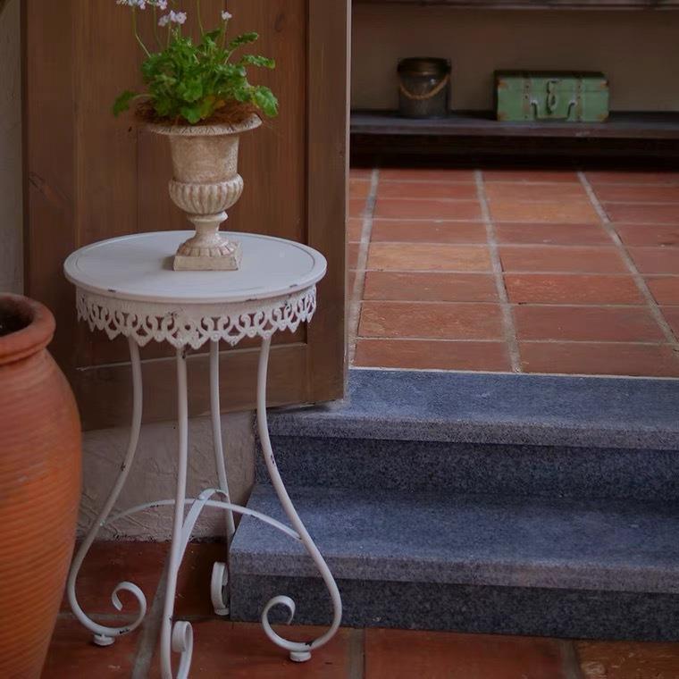 法式复古艺花凳铁花架户外小圆桌做旧阳花园台庭DNT小院花几置物