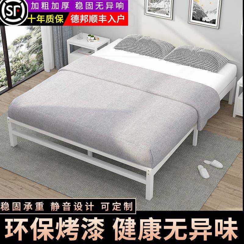 铁铁QHT床加厚加固无床头床架艺床榻榻架米排骨架单双床人床铁床