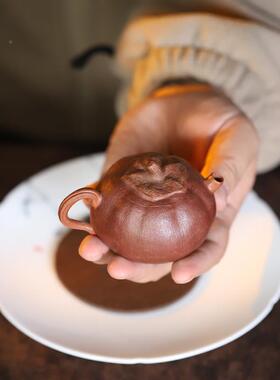 原矿段泥16139粉浆全手工薄胎南瓜语小1花0生0ML仿品泡茶壶宜兴紫