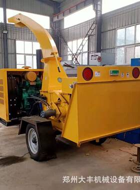 移动碎柴树油大型原木枝机树干木54235头削片牵引式园林机绿化枝粉碎机