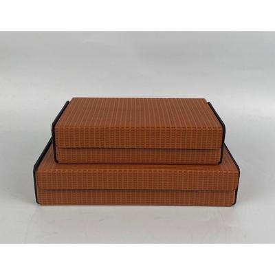 新黄条编细织纹高档XAC皮质收纳盒米套装轻奢样板间售楼部卧款室