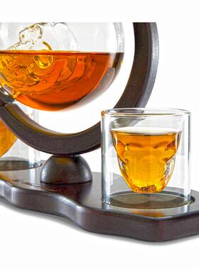 3加件套DPZ不倒翁伏特耐热玻璃地球酒器轻奢威士忌红骷髅酒分酒醒