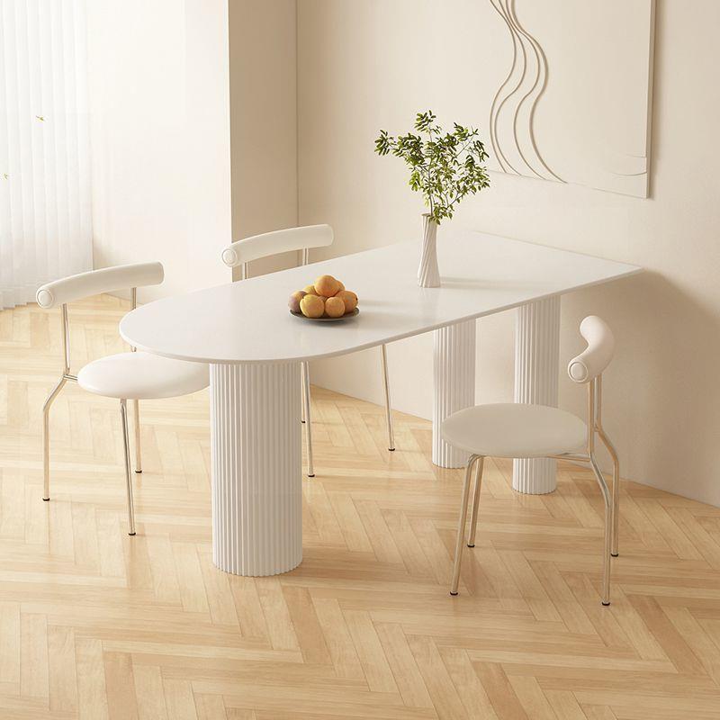油风纯白色岩约餐桌餐椅组奶板合3Cd2ENm7现代简小户型家用半圆形