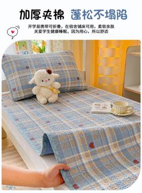 学生面宿舍NRP双床90x19寝室单盖人纯棉夹棉床0单防滑绗缝床护垫