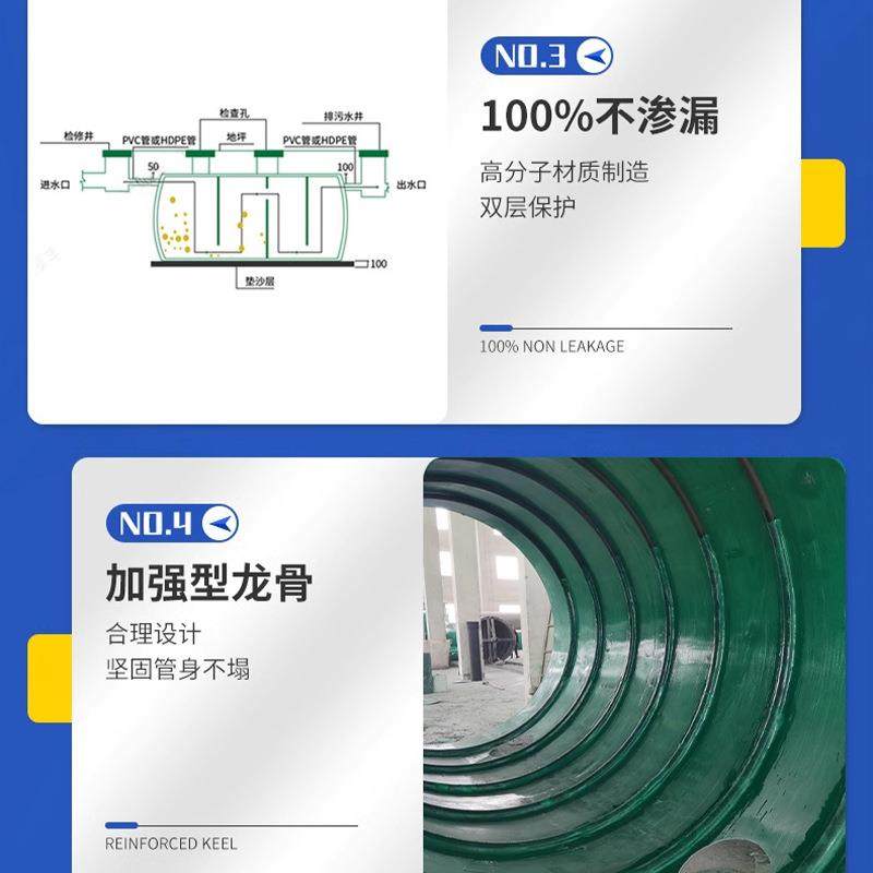 玻钢化粪池璃三格式隔油环池厂家57327直供农村小型家造用工地改