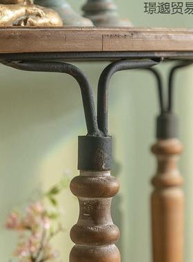 木美桌式玄关乡村厅铁艺置物架做旧法62292式花架客复古实半圆玄关桌