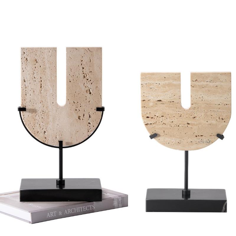 新中式黄客洞石安扣摆件示样板房平酒店厅别墅玄关展柜软装SVN饰