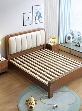 新中式实床双单人床酒店公寓木出租房民KIV宿床主卧大床储物全实