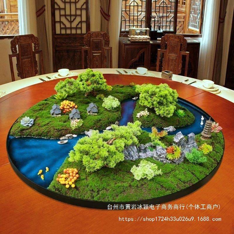 中式家用餐桌中间摆的花酒店大圆桌子高端装饰摆件花上档次仿真花