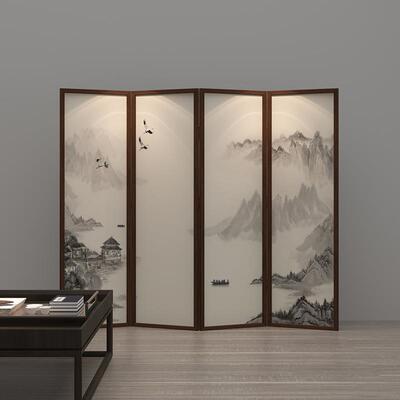 新中式屏风隔断玄关简代折叠移动遮约挡入户活现REG动实办公室木