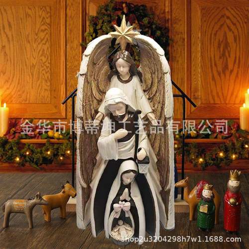 件套10979装饰品院摆件信诞生摆仰件四家居庭装饰树脂工艺品摆件