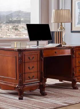 美式实华木书桌欧古雕ZG-67567式花典写字台老板办公书桌奢高端电