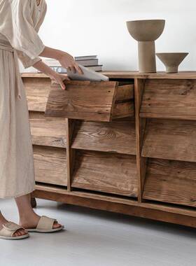 润家家居美实F5M64941木九斗柜约简老松木层多矮柜现代抽屉式客厅