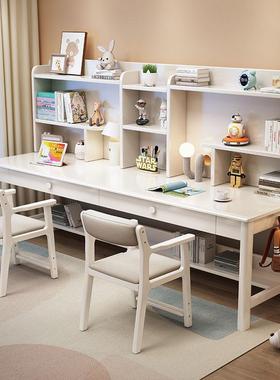 儿合童书桌用书架29331组一体实木双人学习桌家卧室小学生写中字