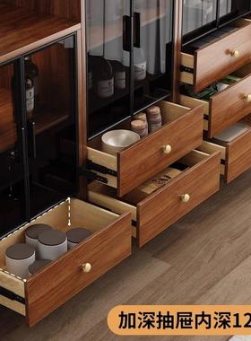 新厅中式客欧21279板松酒柜展示柜书柜体靠墙小户型玻一璃门实木