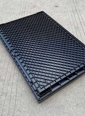 套盖子配防静电周转箱折黑色叠箱SED周3012#转框静电箱可堆叠可折