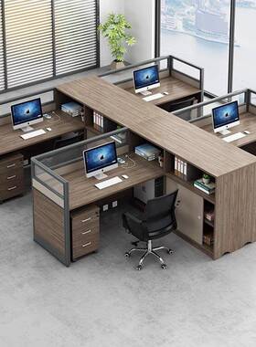 办桌简约现代风财隔断工位办公室员56748工务职屏员多人办公公桌