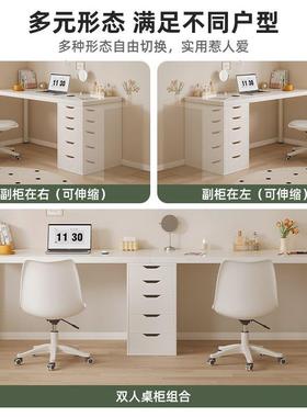 电室脑桌卧简22017易双人长条书桌带抽子屉学习桌家办公用桌梳妆