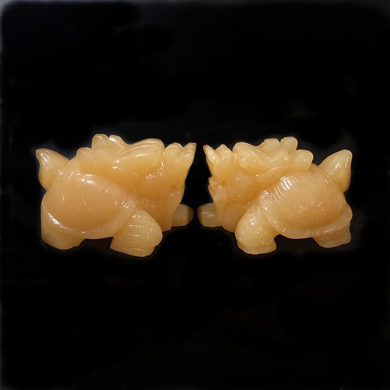 龙龟阵长寿龟天然米黄手工刻摆件工DQG厂雕直销玉精玉器工传家