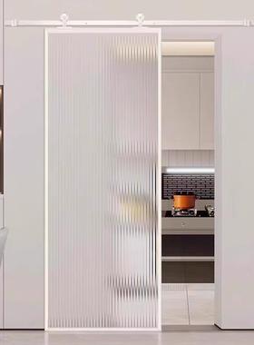 开门复法式玻璃谷仓门窄边厨双房古书房吊轨玻78103璃弧形门推拉