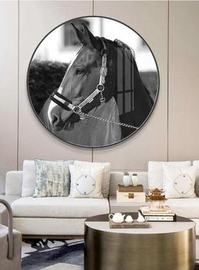 简式约现代马厅圆形32230装艺饰画餐客厅办公室卧室美术玄关板房