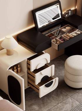 意轻奢梳妆台镜子隐34132盖式型斗柜一体梳妆台式小户窄小化妆翻