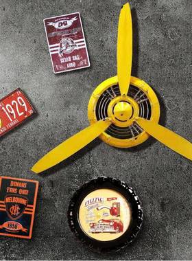 复古工业风挂机壁挂ZRN螺旋桨飞头钟酒吧创意家居墙上壁饰铁艺饰