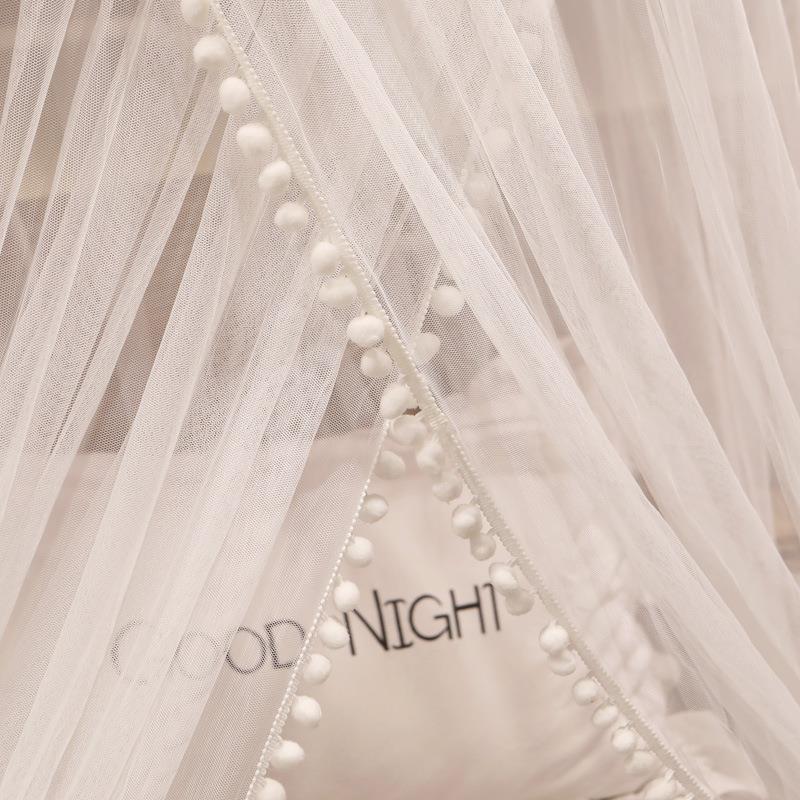 蚊可拆洗吊顶半圆帐唯美彩流苏色儿童公主床蚊帐落免地MXN安装