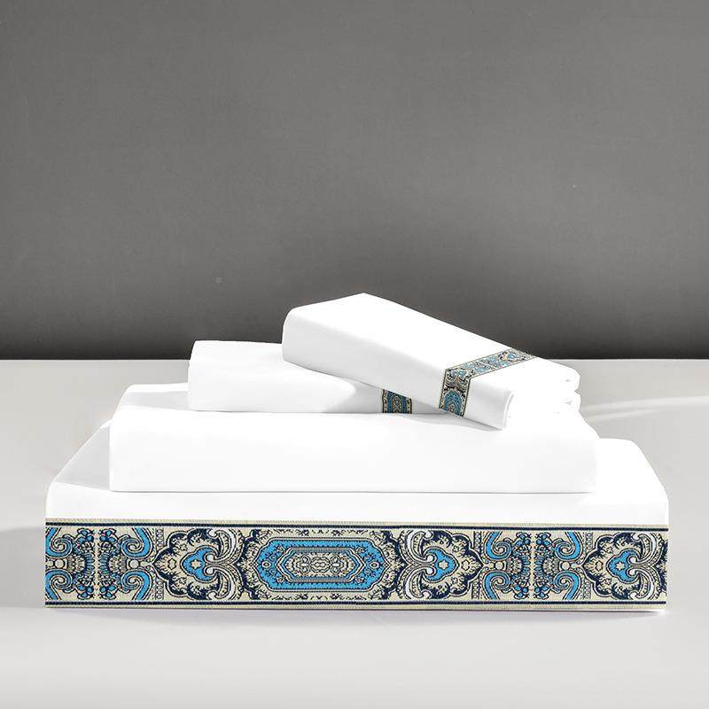 酒店布草民宿宾馆四上AYA-120件被套套床单人被罩白色双床用品南