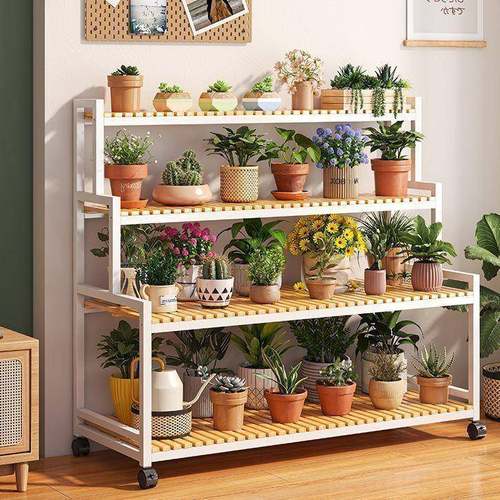 20830425新款花架可移动阶轮物架梯客厅落地式多带层花架子阳置台