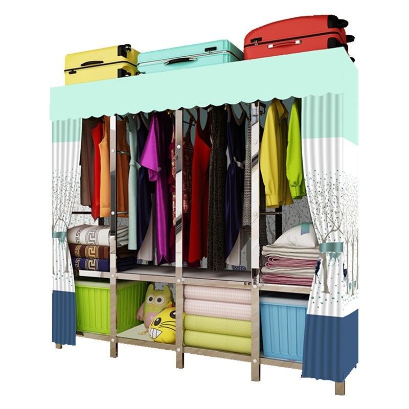 简易衣柜布TBL柜不锈出钢钢架租房加粗加固钢管组装衣挂橱衣收纳