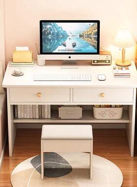 书桌学家用易子出租屋用卧室靠51368墙边生电简脑桌窄桌款带抽屉写字桌