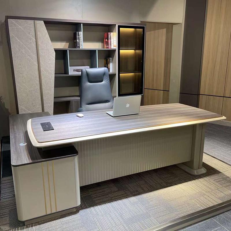 简办公室家具经理公班台木板现代约时尚轻办奢高桌GBT档单人老板