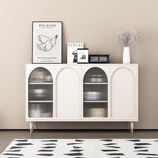 法式黑色复古餐边柜玄柜体餐厅厨房收柜靠关一墙碗柜酒柜GJJ纳茶