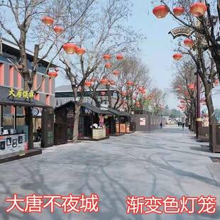大唐夜灯笼道路景区亮城化氛围树挂渐变色BPF灯笼观装饰不发景光