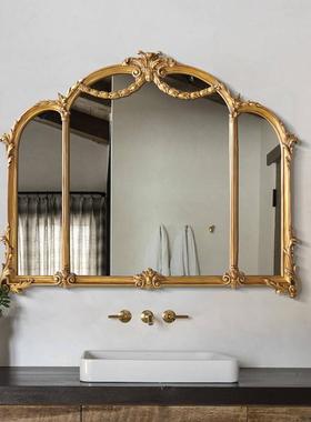 式欧浴室镜法式复古32689雕花镜洗手间妆室镜美式卫生间镜子卧试