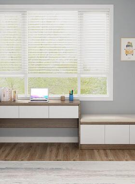 实木飘书桌书22766柜一体台储物柜可阳坐卧柜室窗台窗地柜矮柜置物钉制