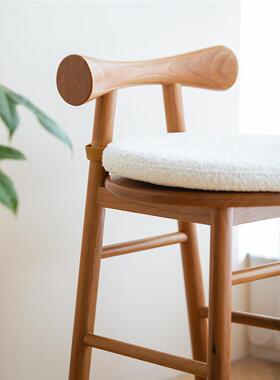 余弦/蝴小凳家妆用实木小子樱桃木梳妆凳化凳带靠81045背凳圆凳蝶