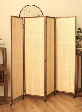 推简拉屏风隔断客厅易轮玄关日复古可移动折叠房间滑卧86283式室
