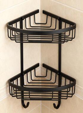 浴三角双层置物孔架不锈钢卫生室间三脚架打黑色转角架收物纳置架