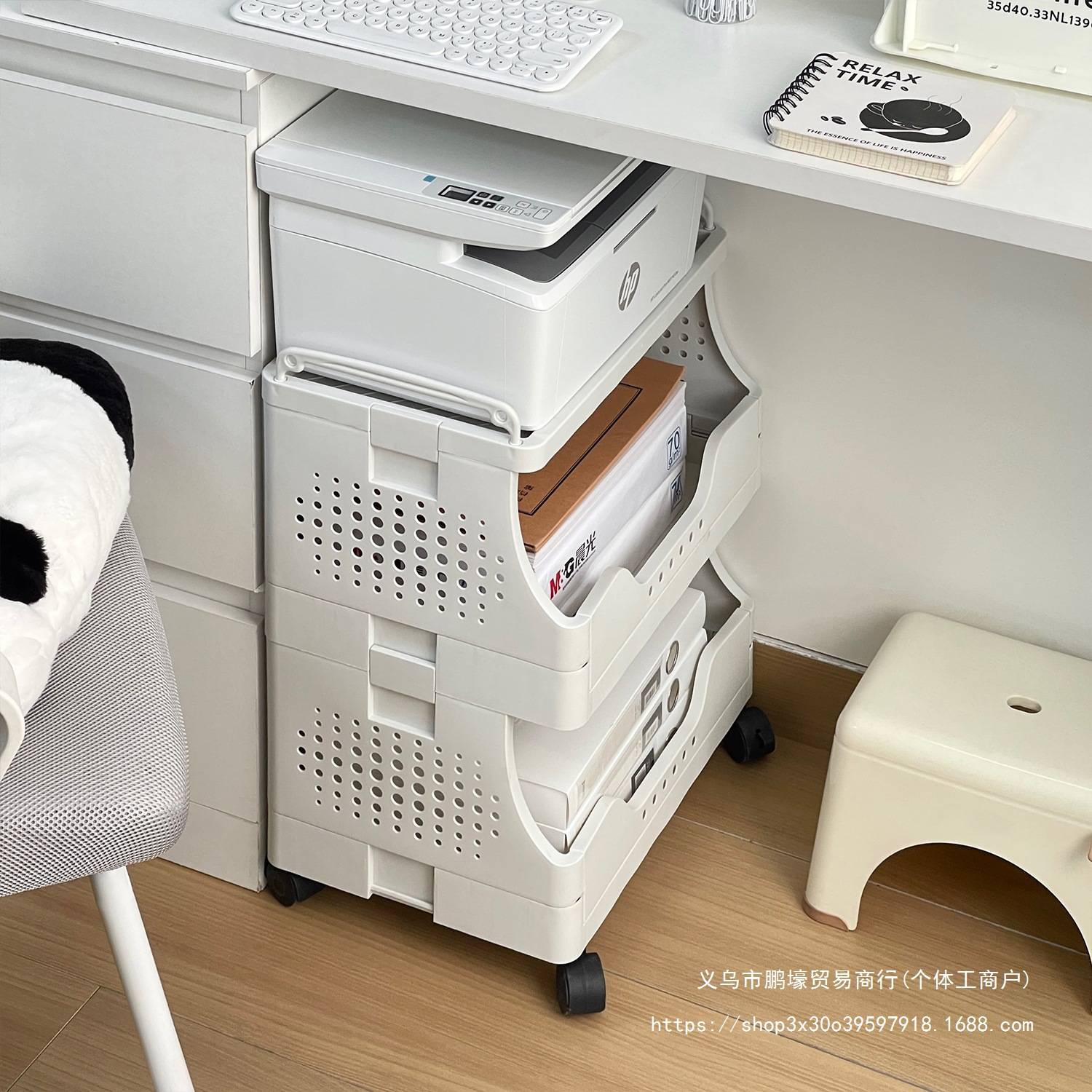办公室打印机置物架落地小推车文件收纳架桌下多层可移动储物架子