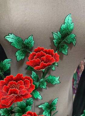 植OEN物匹菊花绣面料花边蕾丝绣边网纱淑刺女裙花子下摆