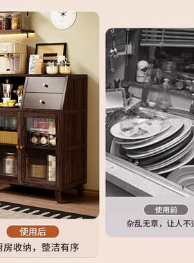 实木置物架橱柜子复古风餐柜墙一55039体家用厨房边厅客酒柜现代