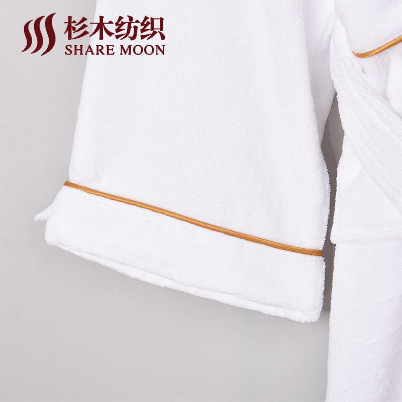 SM-3003纯棉白色店宾馆酒浴袍浴全棉加厚衣巾布割毛绒浴衣睡袍