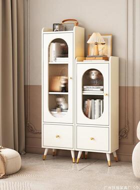 轻奢书柜带玻璃视门电用柜边柜客厅家58671物架现代简约防尘储物