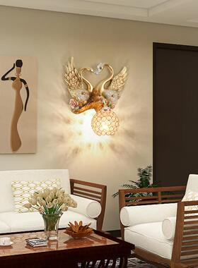 美式欧天鹅壁灯动物装饰创水意客卧厅电视墙室床头过道TM-64739楼