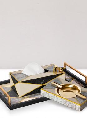 质木钢琴烤漆相框软DX190070托纸巾盒餐厅酒店摆件装家居几何盘图