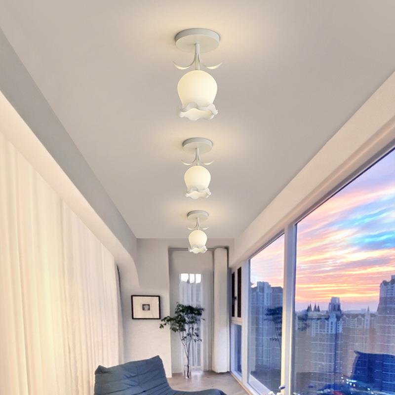 202灯5年新台现款奶油风过道简约代CNV绿色家用阳门厅玄关小吸顶